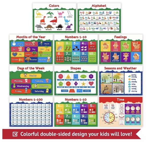 📓11 Educational Posters for Toddlers and Kids- Preschool & Kindergarten 19x13📓 - Picture 2 of 6